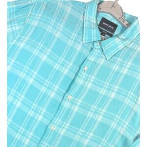 Bonobos Linen Button Up Shirt Mens XL Plaid Long Sleeve Preppy Career Stretch